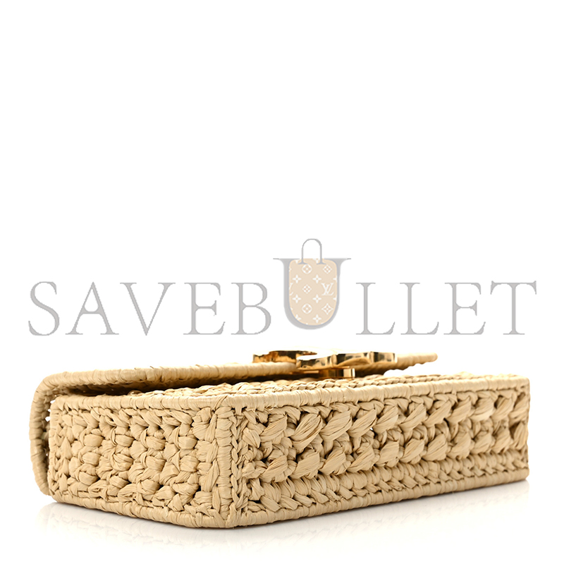 CELINE RAFFIA EFFECT CLAUDE CHAIN SHOULDER BAG NATURAL 112252ETU-02VG (21*11*4cm)
